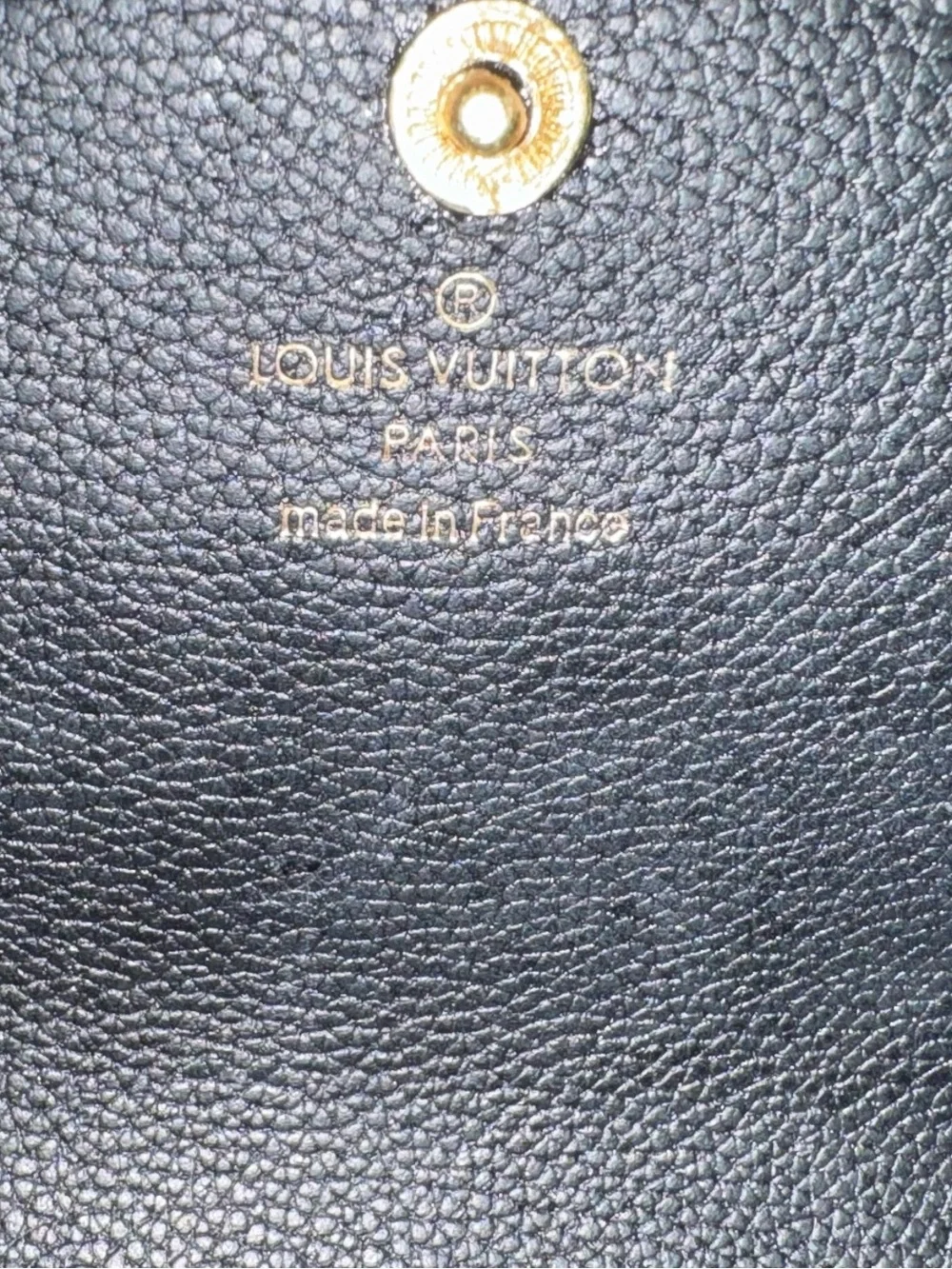 Louis Vuitton Black Leather Snap Closure Wallet with Gold Stamp